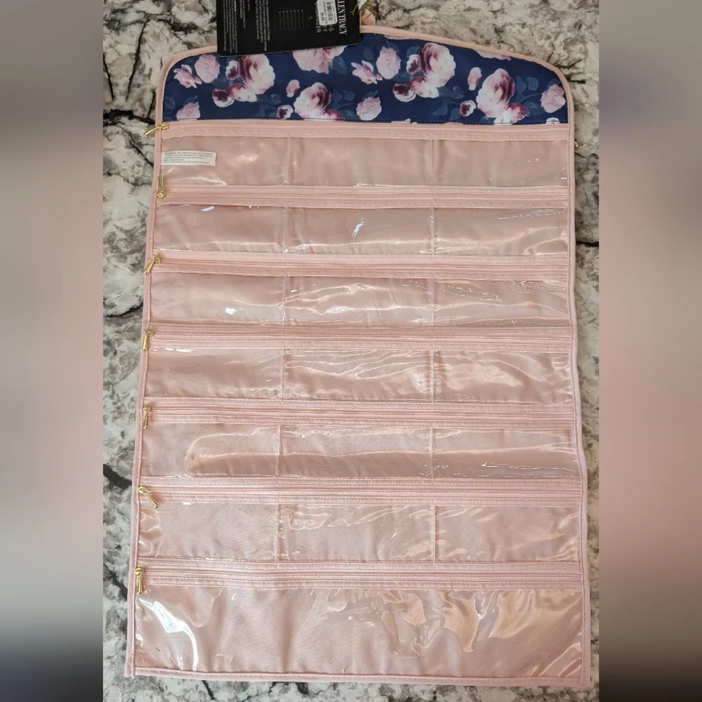 Ellen Tracy Floral Jewelry Organizer in Pink and Navy - Picture 1 of 5